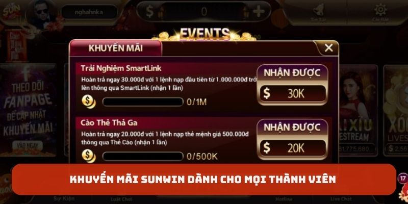 Khuyến mãi Sunwin dành cho mọi thành viên